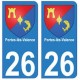 26 Portes-lès-Valence blason autocollant plaque stickers ville