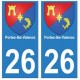 26 Portes-lès-Valence blason autocollant plaque stickers ville