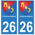 26 Portes-lès-Valence blason autocollant plaque stickers ville