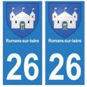 26 Romans-sur-Isère blason autocollant plaque stickers ville