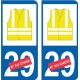 Gilet Jaune numéro au choix sticker autocollant plaque immatriculation auto