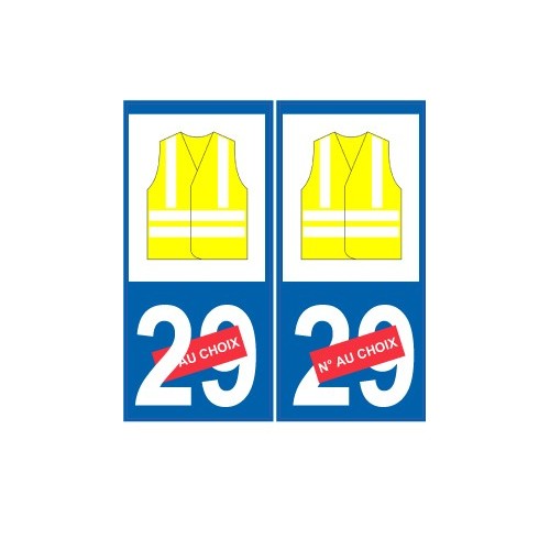 Gilet Jaune numéro au choix sticker autocollant plaque immatriculation auto