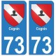 73 Cognin blason autocollant plaque immatriculation ville