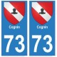 73 Cognin blason autocollant plaque immatriculation ville
