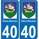 40 Vieux-Boucau autocollant plaque blason armoiries stickers département ville