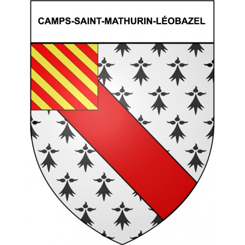 Pegatinas escudo de armas de Camps-Saint-Mathurin-Léobazel adhesivo de la etiqueta engomada