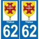 62 Thélus coat of arms sticker plate stickers city
