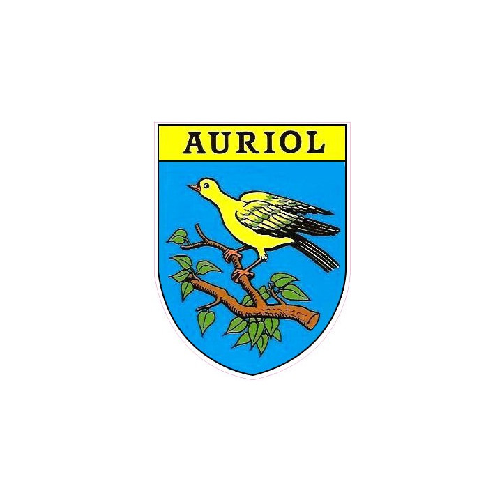 Pegatinas escudo de armas de Auriol adhesivo de la etiqueta engomada
