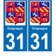 31 Gragnague blason logo 2 ville autocollant plaque stickers