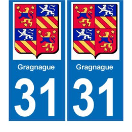 El 31 de Gragnague escudo de armas de la ciudad de etiqueta, placa de la etiqueta engomada
