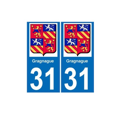 El 31 de Gragnague escudo de armas de la ciudad de etiqueta, placa de la etiqueta engomada