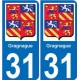 31 Gragnague blason logo 2 ville autocollant plaque stickers