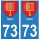 73 Ugine blason autocollant plaque immatriculation ville