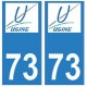 73 Ugine logotipo de la etiqueta engomada de la placa de registro de la ciudad