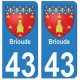 43 Brioude blason autocollant plaque immatriculation ville