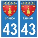 43 Brioude blason autocollant plaque immatriculation ville