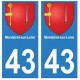 43 Monistrol blason autocollant plaque immatriculation ville