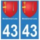 43 Monistrol blason autocollant plaque immatriculation ville