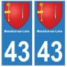 43 Monistrol blason autocollant plaque immatriculation ville