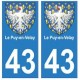 43 Puy-en-Velay blason autocollant plaque immatriculation ville