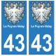 43 Puy-en-Velay blason autocollant plaque immatriculation ville