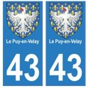 43 le Puy-en-Velay escudo de armas de la placa etiqueta de registro de la ciudad