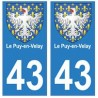 43 Puy-en-Velay blason autocollant plaque immatriculation ville