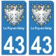 43 Puy-en-Velay blason autocollant plaque immatriculation ville