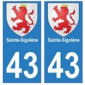 43 Sainte-Sigolène blason autocollant plaque immatriculation ville