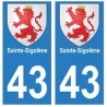 43 Sainte-Sigolène blason autocollant plaque immatriculation ville