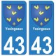 43 Yssingeaux blason autocollant plaque immatriculation ville
