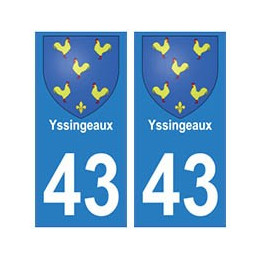 43 Yssingeaux blason autocollant plaque immatriculation ville