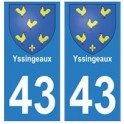 43 Yssingeaux blason autocollant plaque immatriculation ville