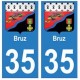 35 Bruz escudo de armas de la etiqueta engomada de la placa de pegatinas de la ciudad