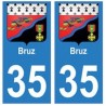 35 Bruz coat of arms sticker plate stickers city
