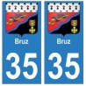 35 Bruz blason autocollant plaque stickers ville