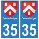 35 Cesson-Sévignéblason autocollant plaque stickers ville