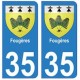 35 Fougères blason autocollant plaque stickers ville