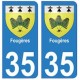 35 Fougères blason autocollant plaque stickers ville