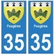 35 Fougères blason autocollant plaque stickers ville