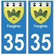 35 Fougères blason autocollant plaque stickers ville