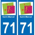71 Saint-Marcel logo 2 autocollant plaque stickers ville