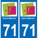 71 Saint-Marcel logotipo de la etiqueta engomada de la placa de pegatinas de la ciudad