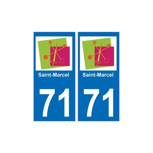71 Saint-Marcel logotipo de la etiqueta engomada de la placa de pegatinas de la ciudad