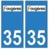 35 Fougères logo autocollant plaque stickers ville