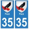 35 Pacé coat of arms sticker plate stickers city