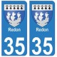 35 Redon blason autocollant plaque stickers ville