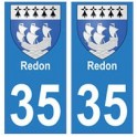 35 Redon coat of arms sticker plate stickers city