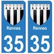 35 Rennes blason autocollant plaque stickers ville