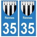 35 Rennes escudo de armas de la etiqueta engomada de la placa de pegatinas de la ciudad